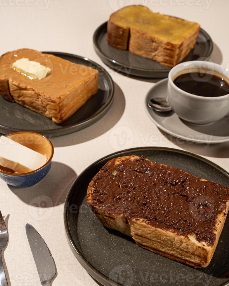 Typical Indonesian steamed bread and toast with various fillings photo