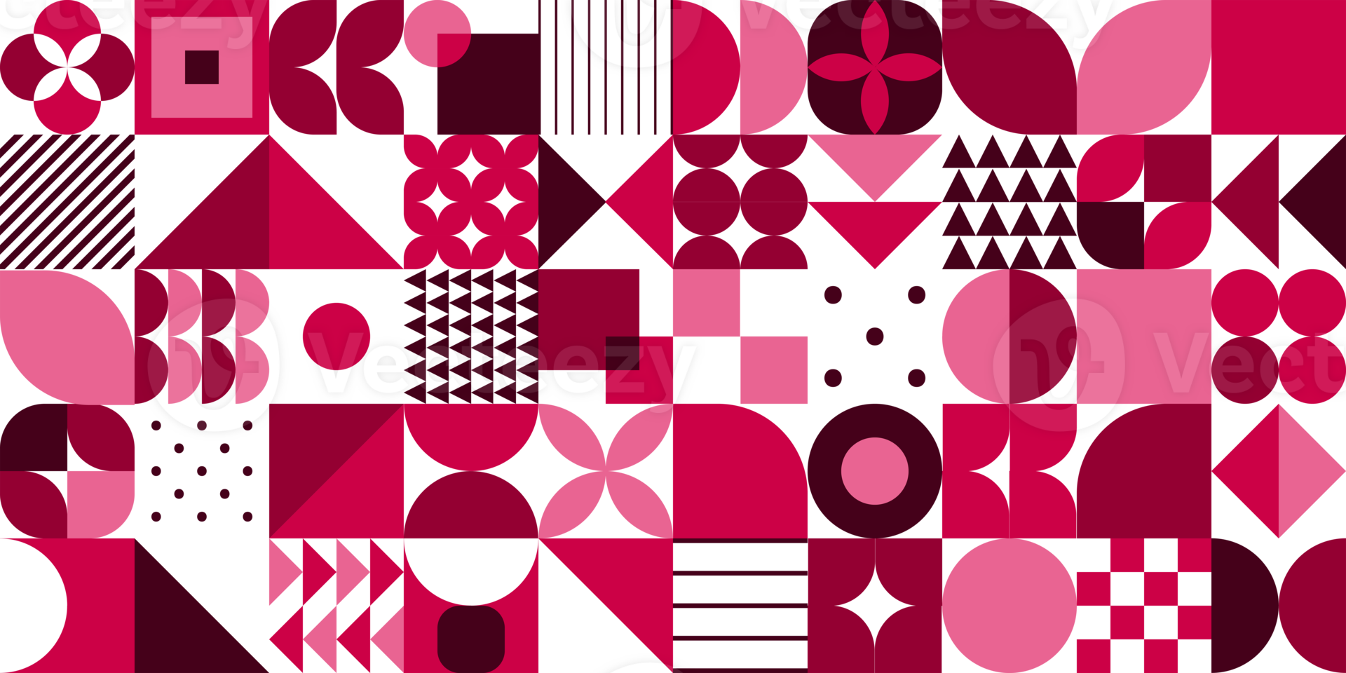 Minimal vintage 20s geometric vintage seamless pattern design in magenta color for print, textile. Bauhaus retro background, flat abstract circle, triangle and square line art png