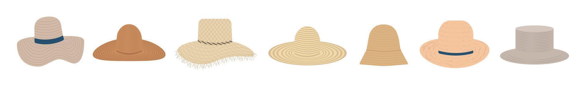 Summer women's hat set on a white background vector