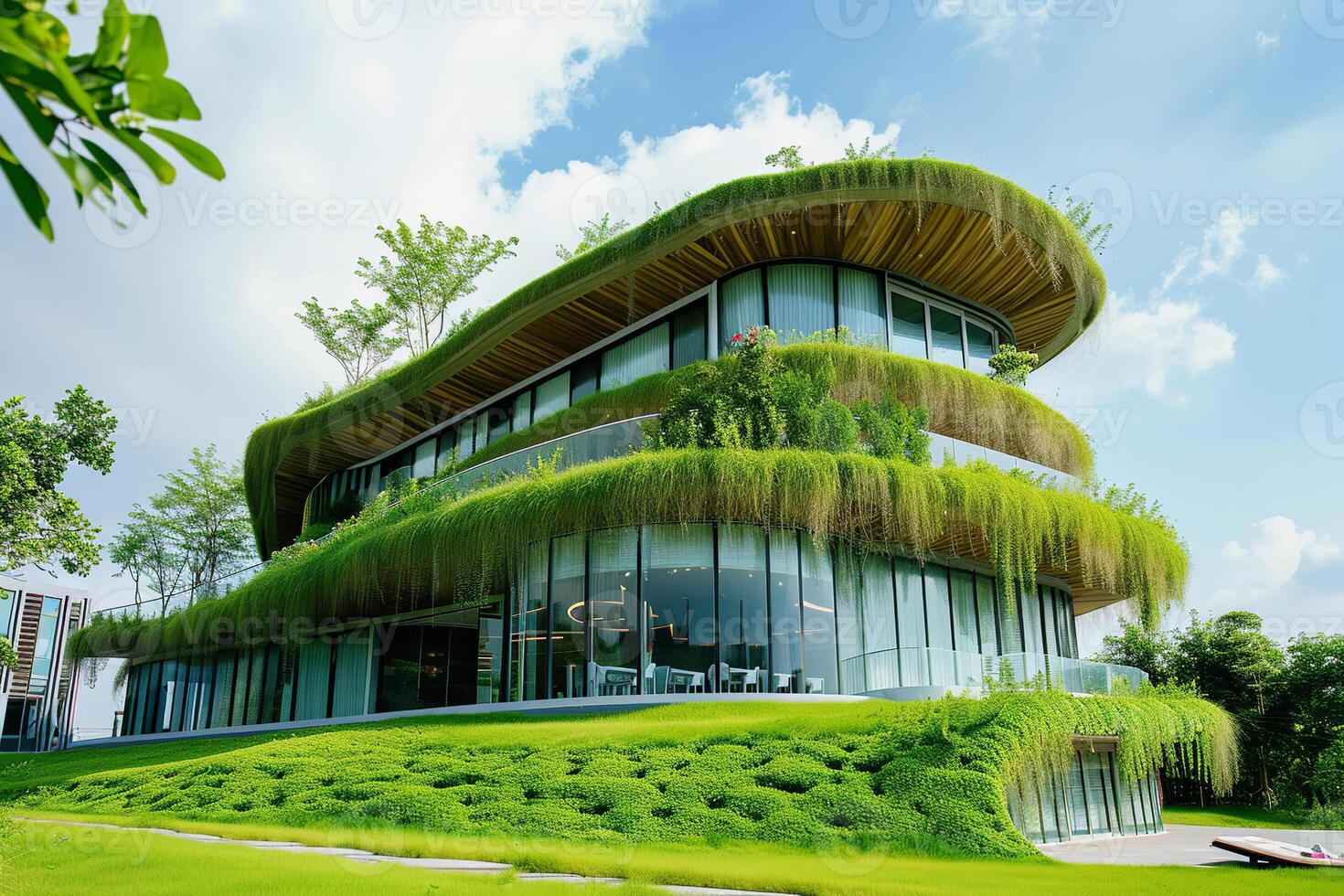 Eco friendly modern building, smart ecology architecture photo
