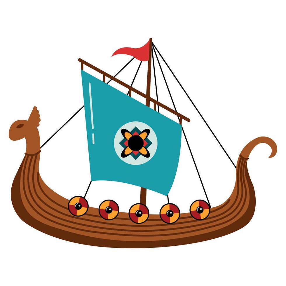 Drakkar. Viking ship on isolated white background. vector
