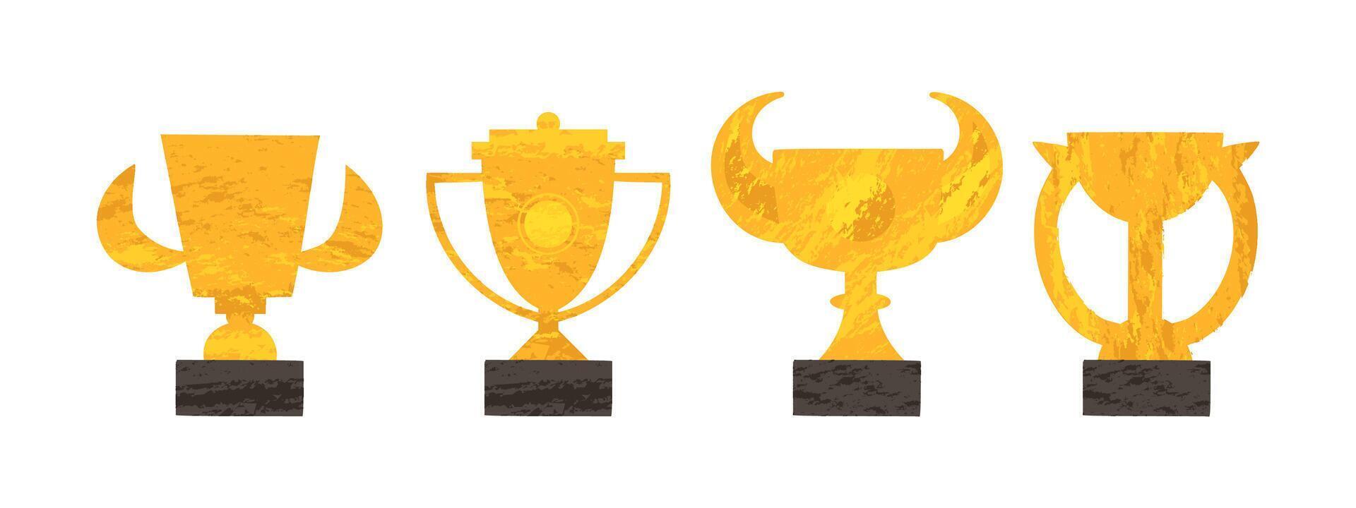 Gold winner cup with gilding effect. Trophy, victory, competition, challenge. illustration in flat style. vector