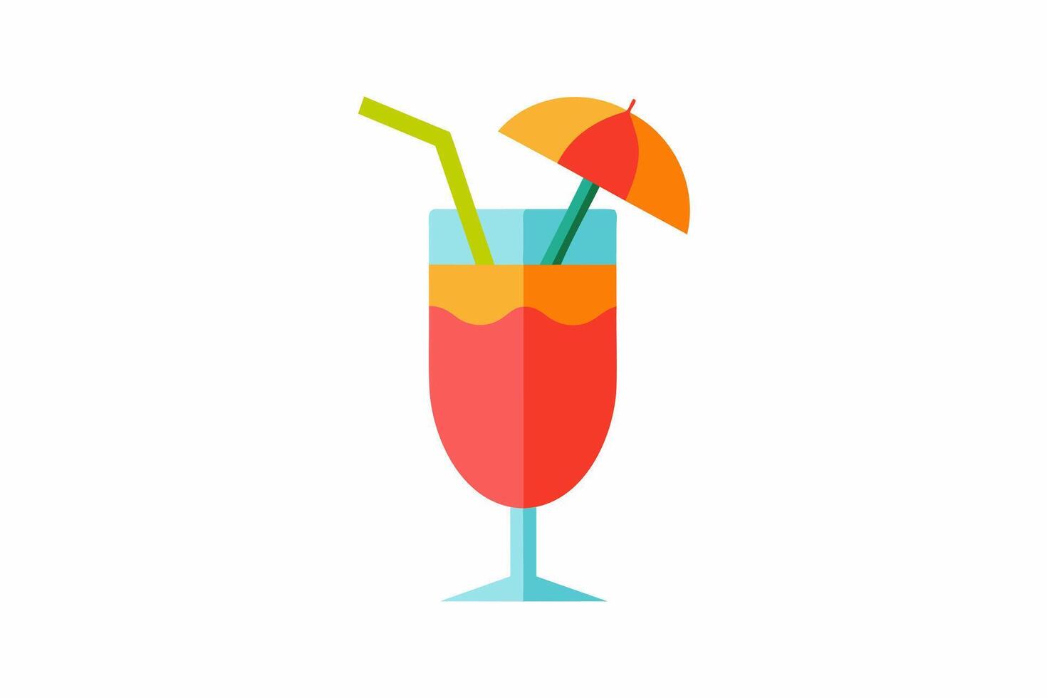 Refreshing tropical cocktail isolated on white backdrop Vibrant fruit drink. Concept of summer drinks, exotic beverages, leisure. Design element. Print. Simple Graphic illustration. vector