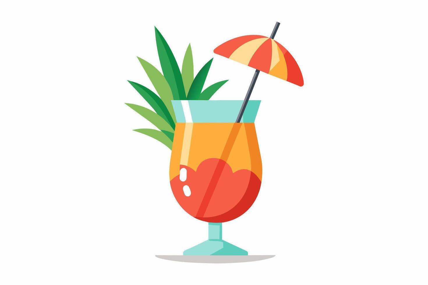 Refreshing tropical cocktail isolated on white background. Vibrant fruit drink. Concept of summer drinks, exotic beverages, leisure. Design element. Print. Simple Graphic art vector