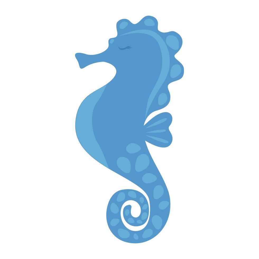 Cute cartoon underwater character seahorse. Single illustration isolated on white background for printing on fabric, paper, for greeting cards and children's themed holiday decorations. vector
