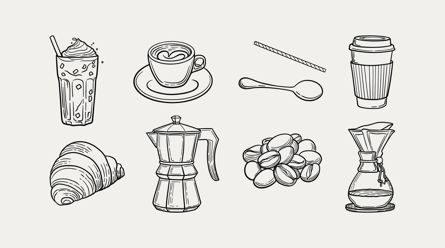 Coffee and Cafe Essentials Clipart Collection vector