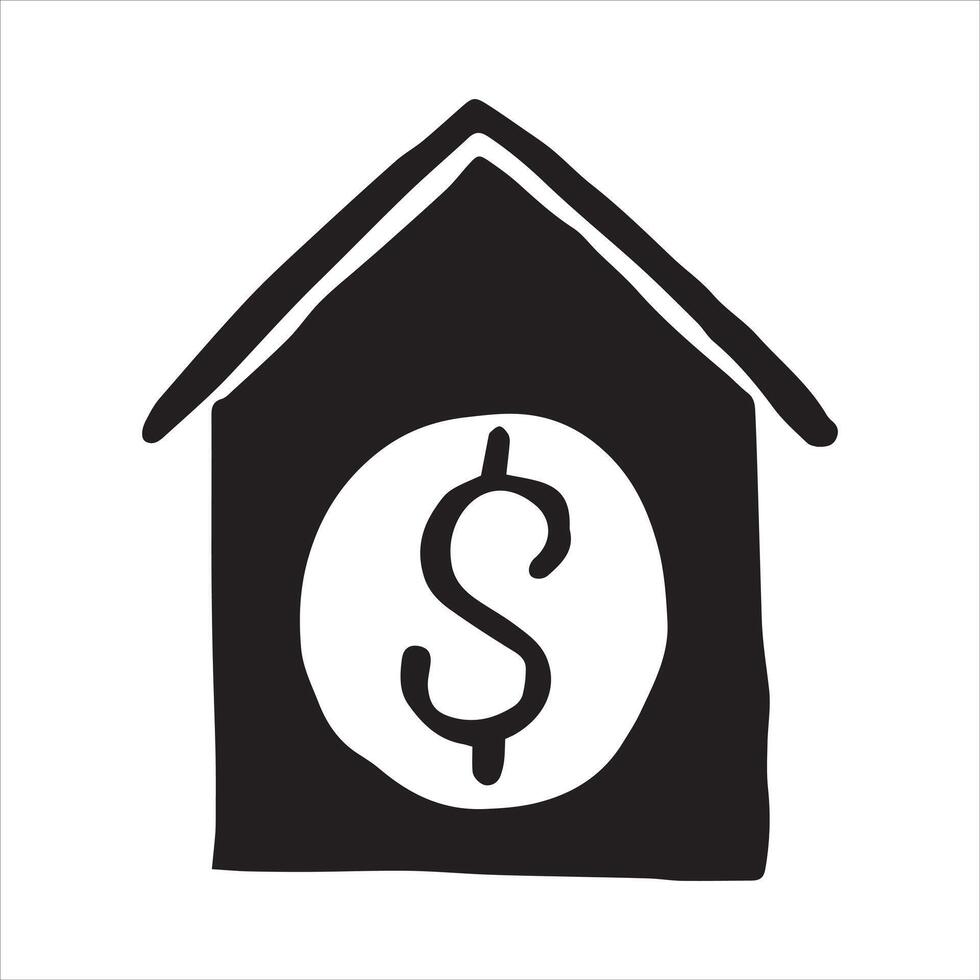 Cute illustration. simple doodle style drawing. home and heart. symbol of self-isolation, stay home. sweet home icon, favorite home. real estate, realtor. vector