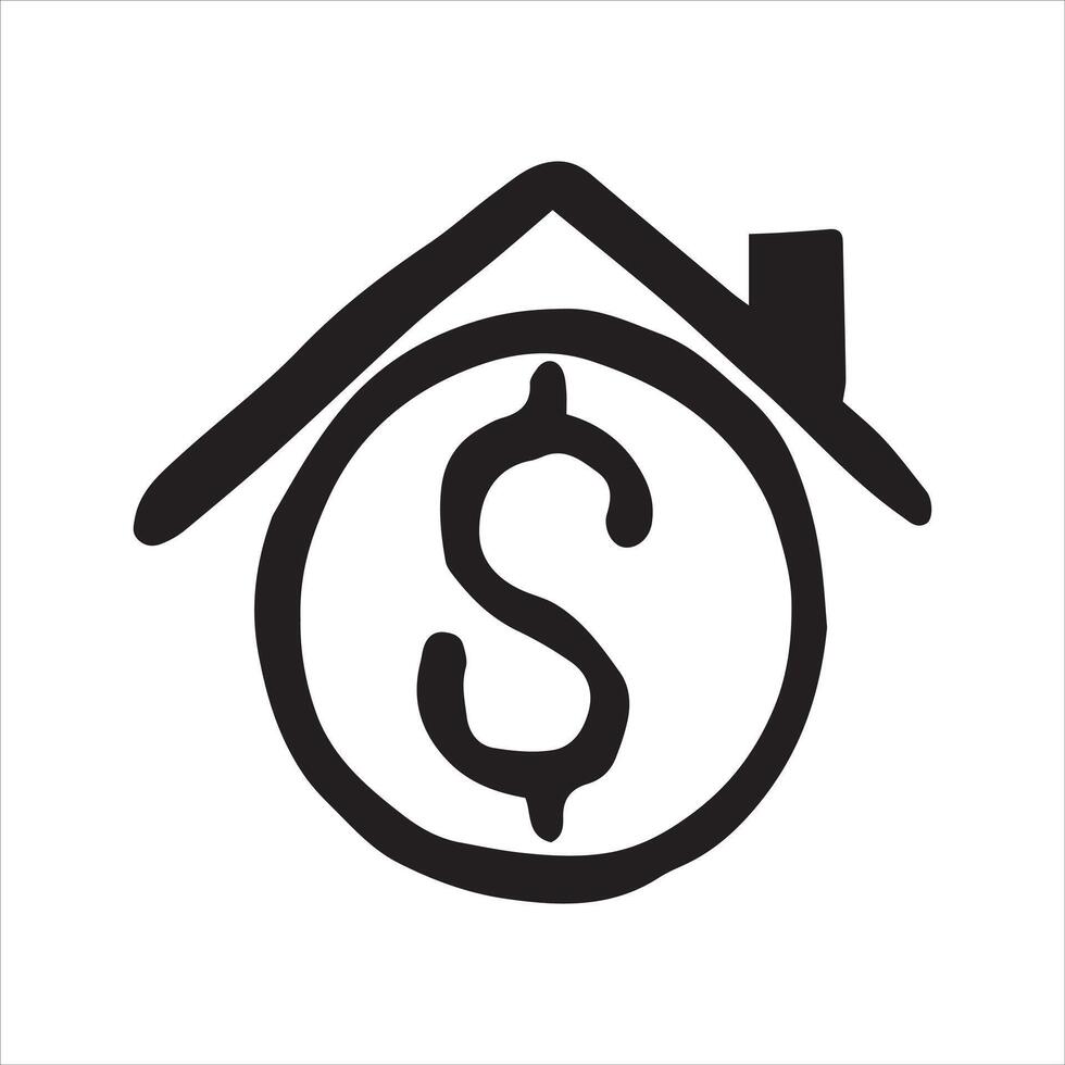 Cute illustration. simple doodle style drawing. home and heart. symbol of self-isolation, stay home. sweet home icon, favorite home. real estate, realtor. vector