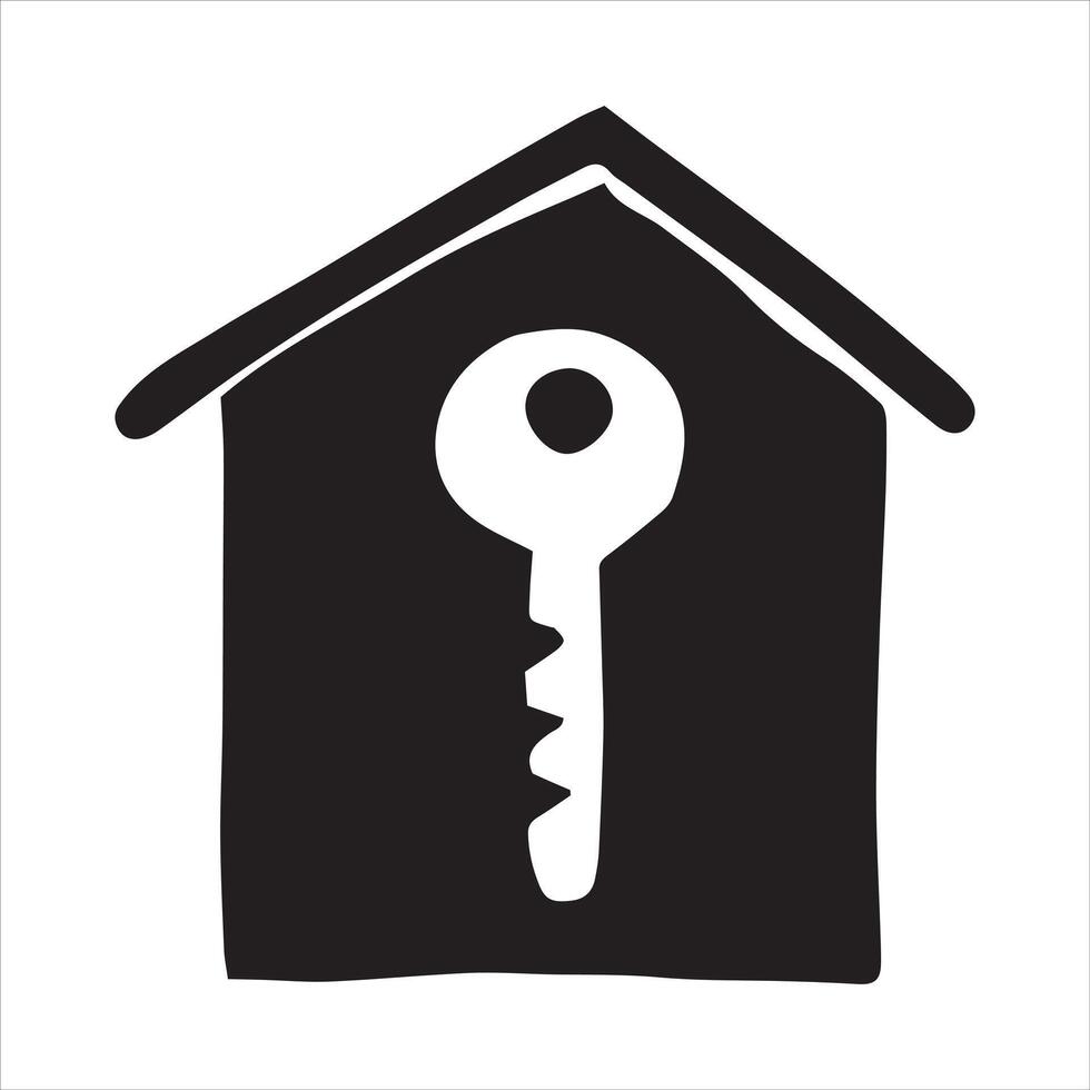 Cute illustration. simple doodle style drawing. home and heart. symbol of self-isolation, stay home. sweet home icon, favorite home. real estate, realtor. vector