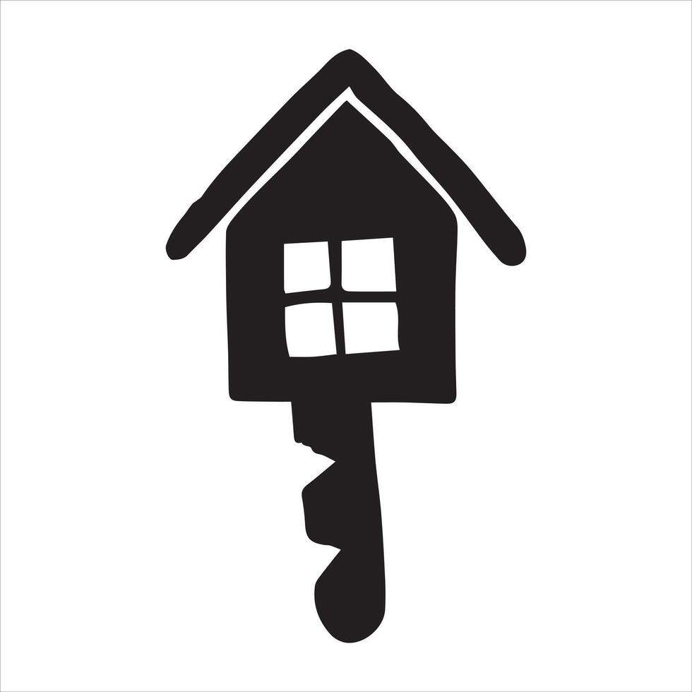 Cute illustration. simple doodle style drawing. home and heart. symbol of self-isolation, stay home. sweet home icon, favorite home. real estate, realtor. vector