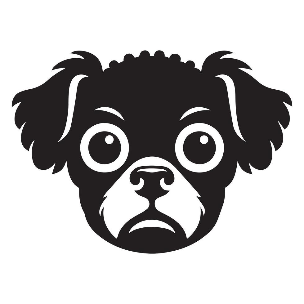 An Anxious Bichon Frise Dog face illustration in black and white vector