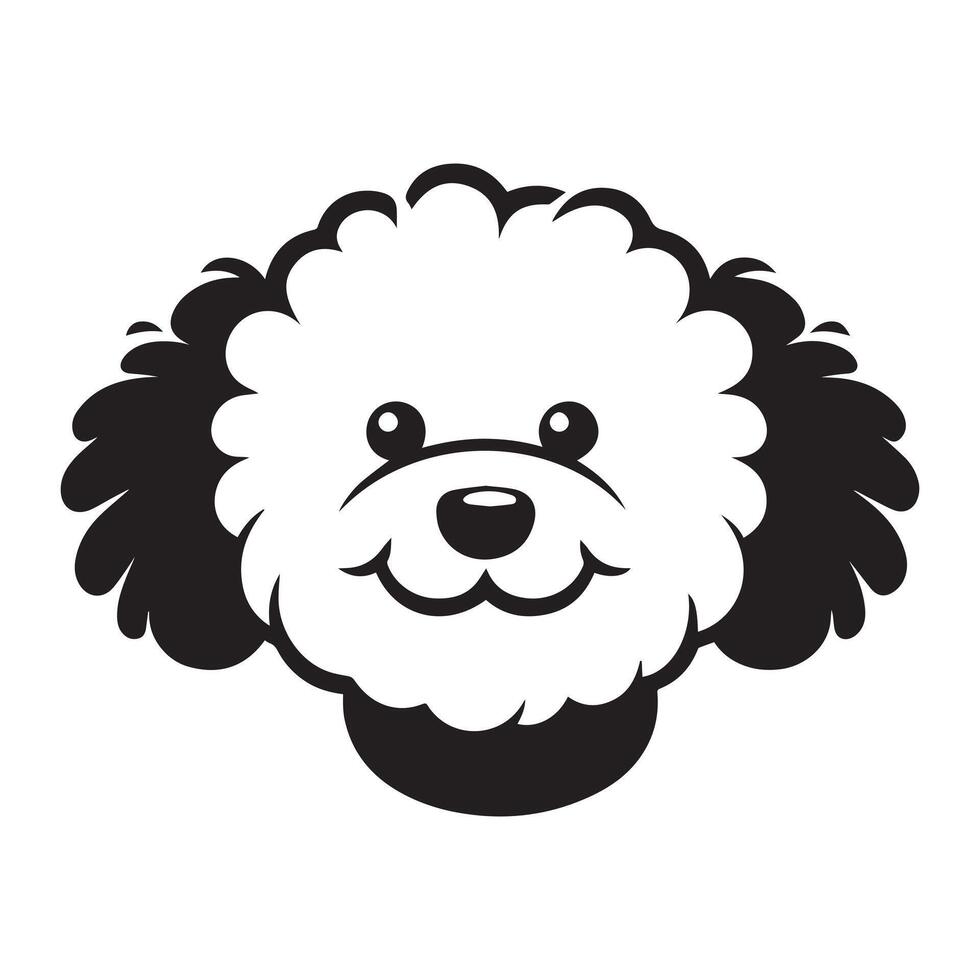An Amused Bichon Frise Dog face illustration in black and white vector