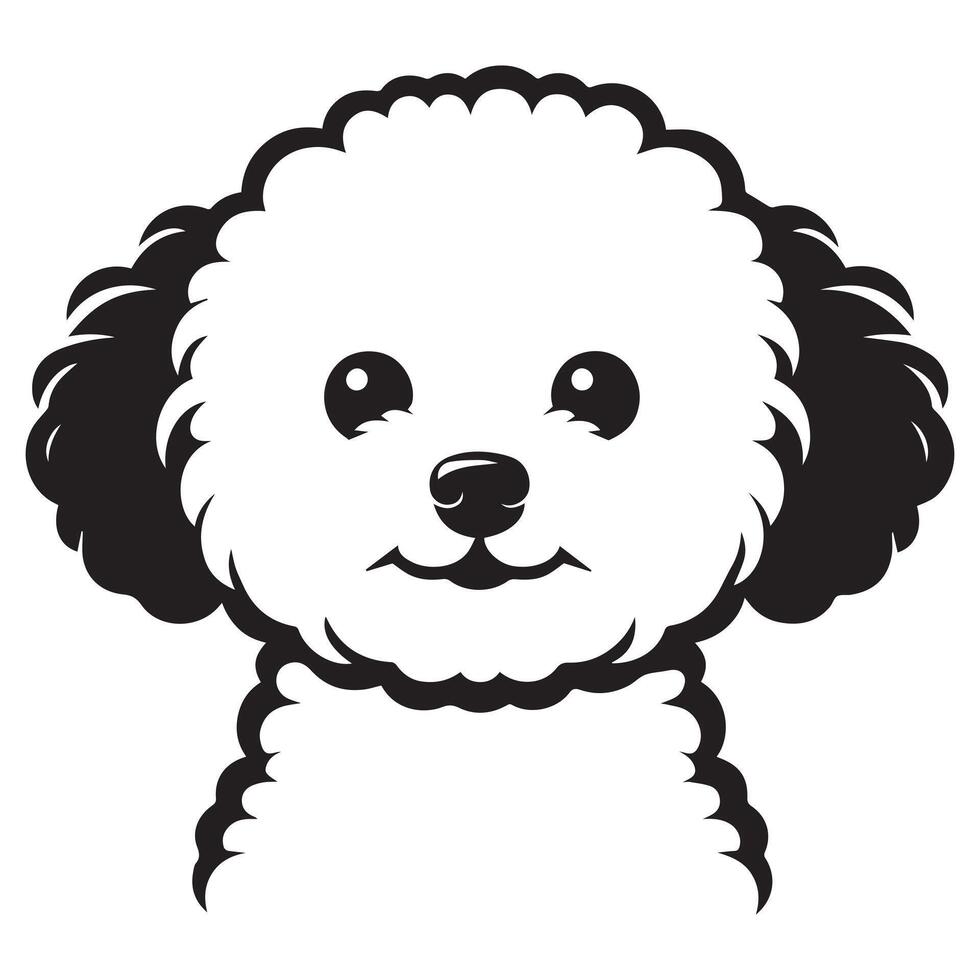 A Loving Bichon Frise Dog face illustration in black and white vector