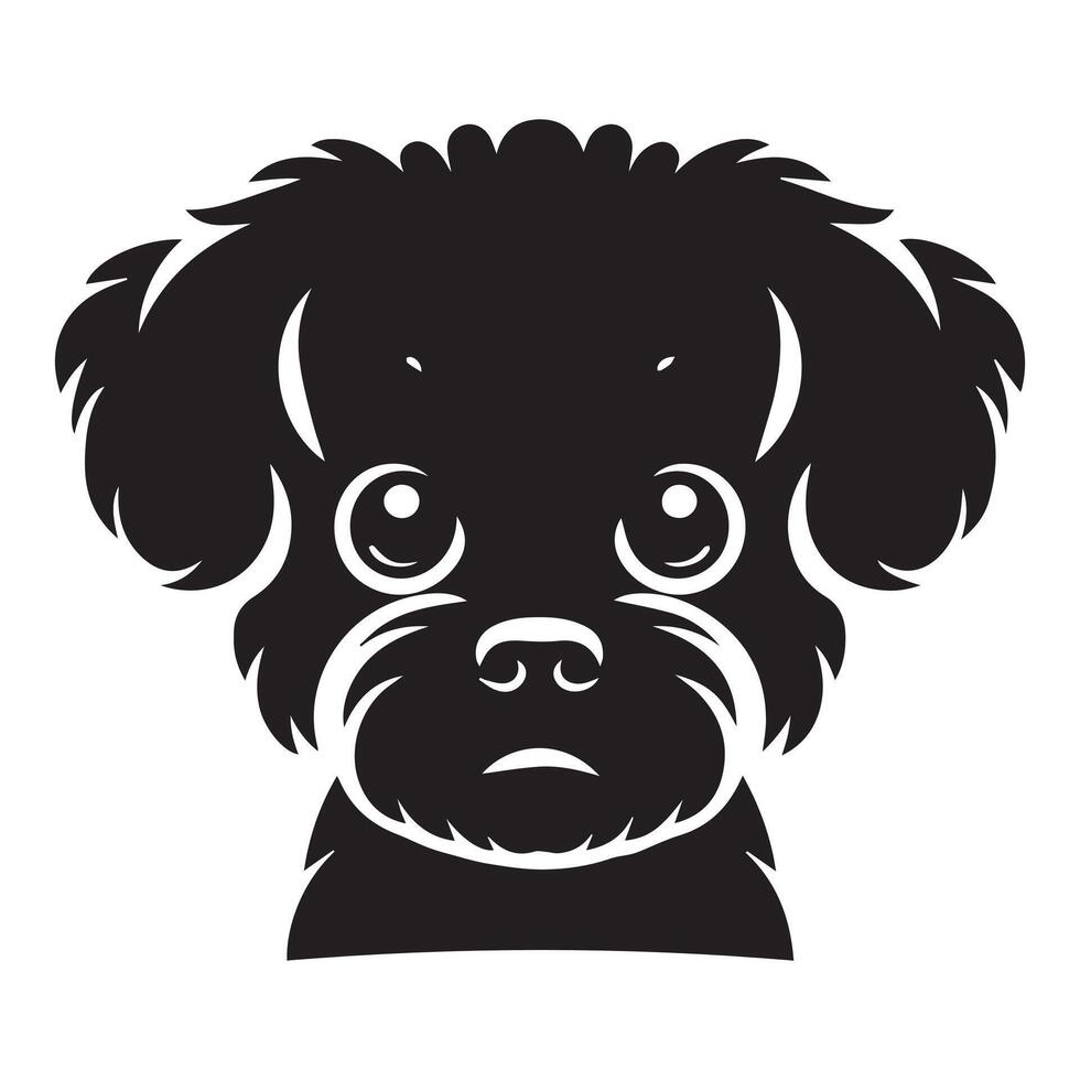 A Fearful Bichon Frise Dog face illustration in black and white vector