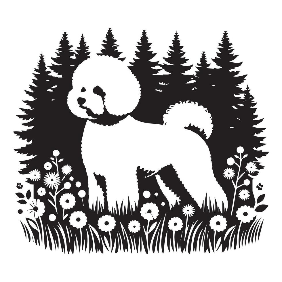 Dog - Bichon Frise with Natural Background illustration vector
