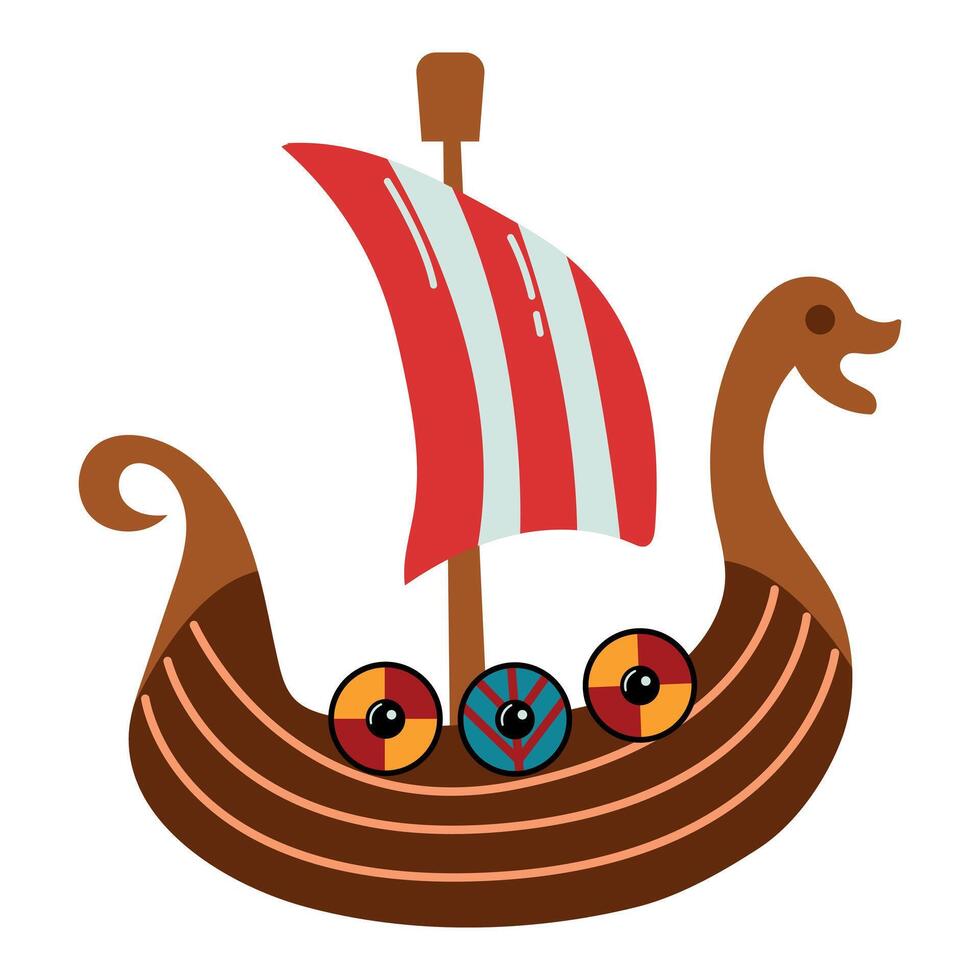 Drakkar. Viking ship on isolated white background. vector