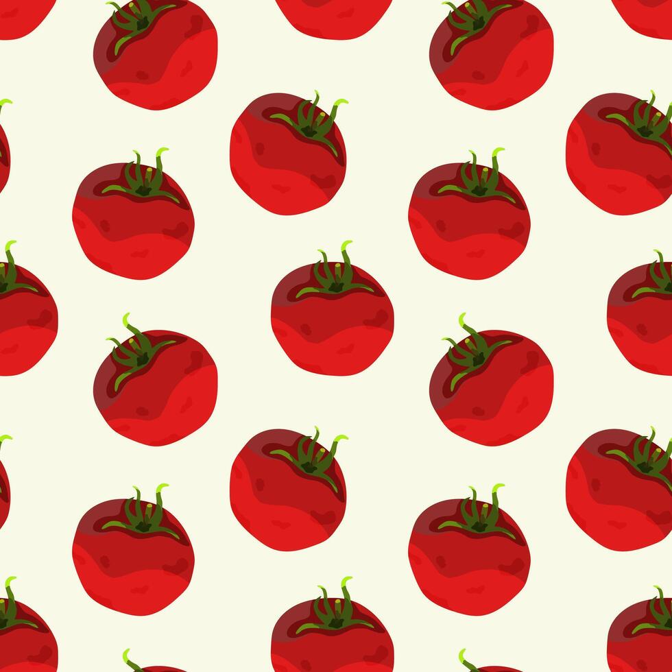 Seamless pattern, background with ripe red juicy tomatoes. Red tomato, cherry tomato. For textiles, illustrations, packaging paper, textiles, printing about natural vitamins, healthy eating, immunity vector