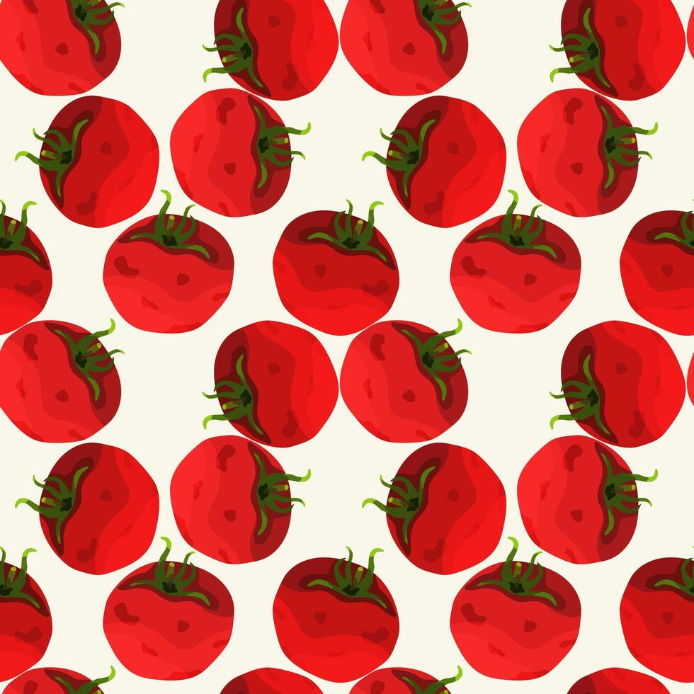 Seamless pattern, background with ripe red juicy tomatoes. Red tomato, cherry tomato. For textiles, illustrations, packaging paper, textiles, printing about natural vitamins, healthy eating, immunity vector
