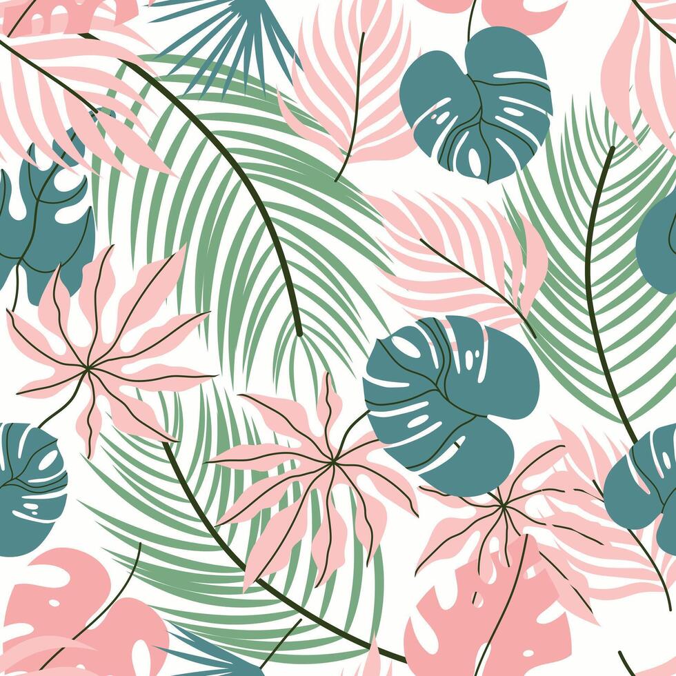 Seamless pattern of tropical leaves. Summer tropical pattern l perfect for textiles and decoration. vector