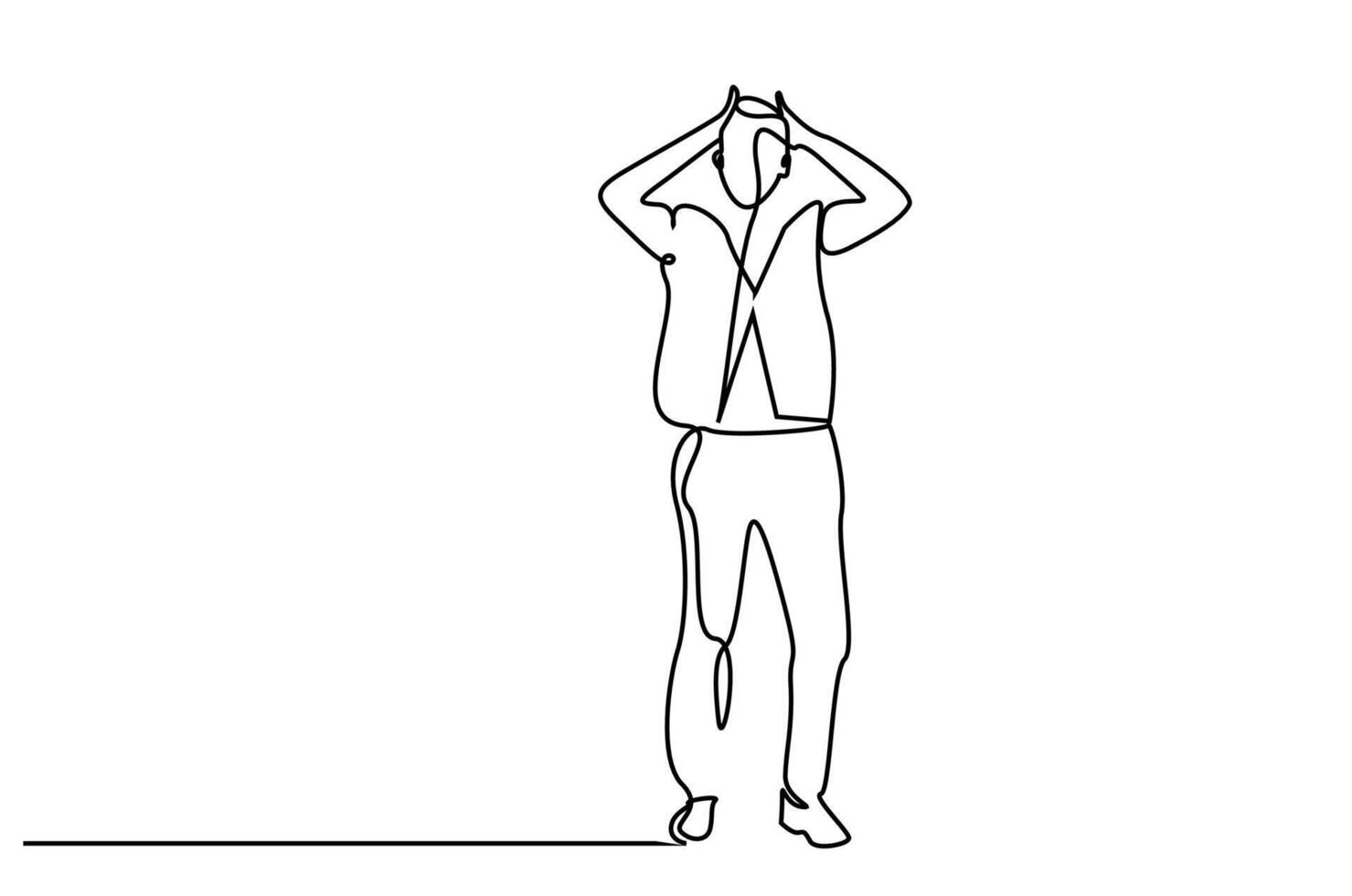 angry unhappy man shocked shouting problem line art vector