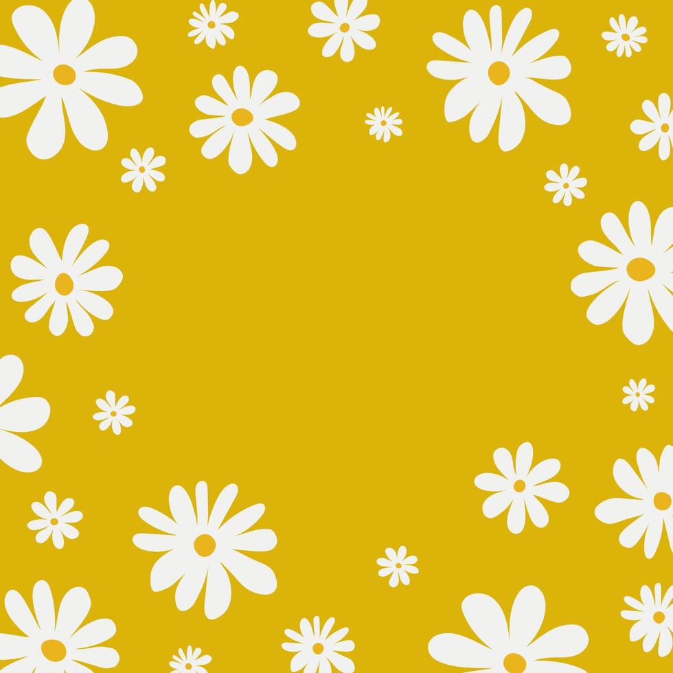 Floral background with white chamomiles on light blue background. cover design , floral illustration for social media, print, wallpapers, wrapping. vector