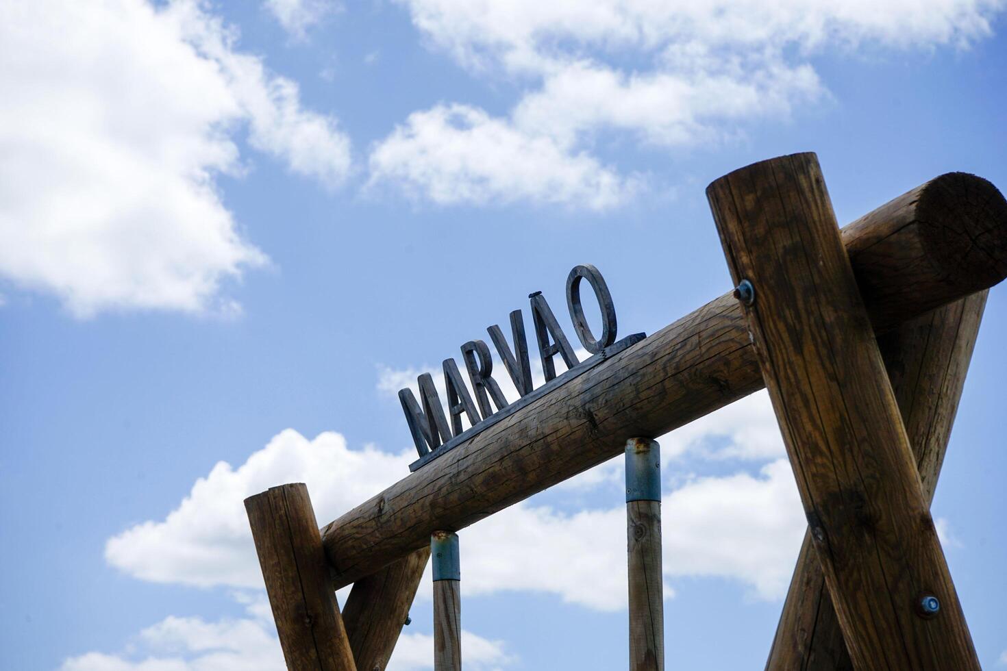 Marvao, Portugal. May 19, 2024. A picturesque view of Marvao Swing with dramatic clouds in the background. The swing overlooks stunning landscapes, capturing the essence of serene and elevated beauty photo