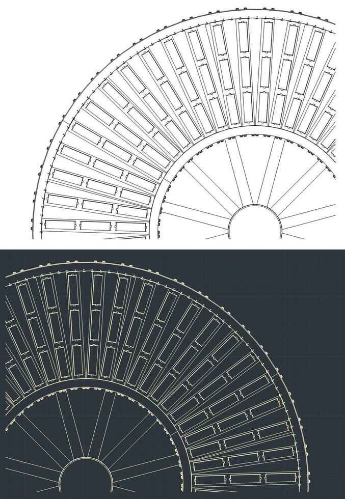 Vertical conveyor drawings close up vector