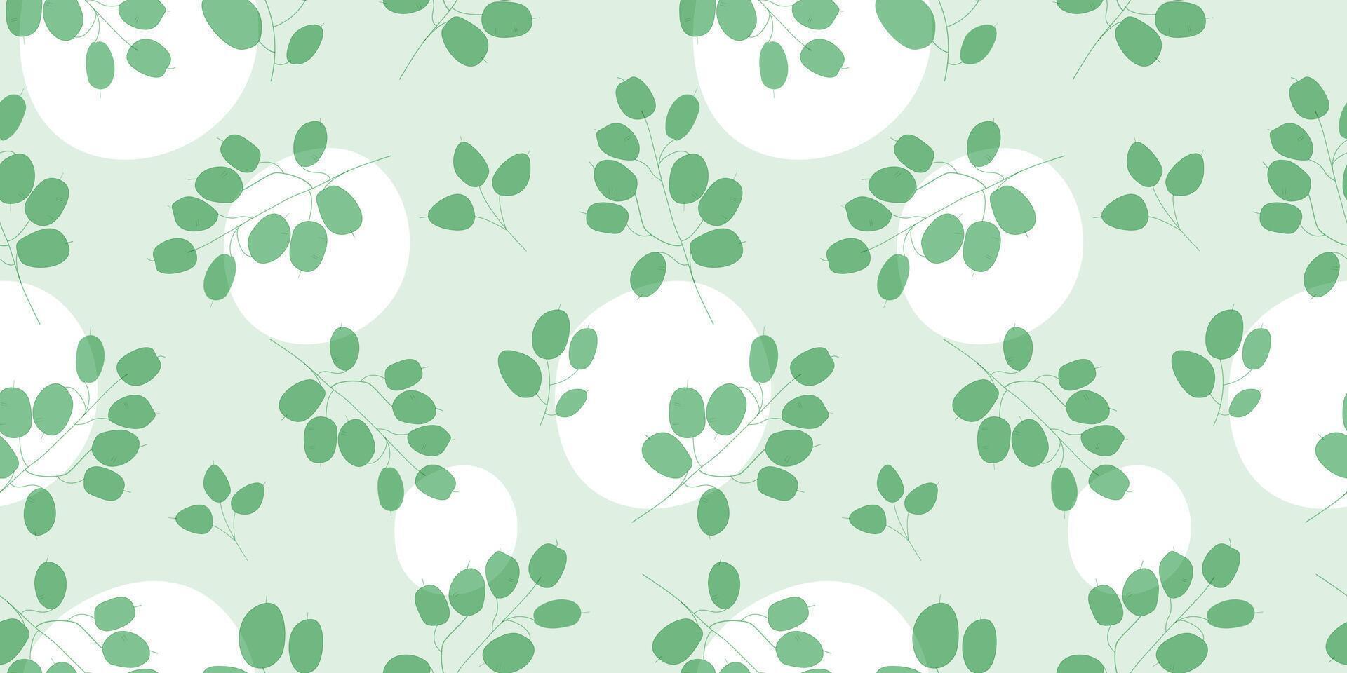 Seamless pattern with abstract silhouettes of leaves, branches, plants. Natural summer print. vector