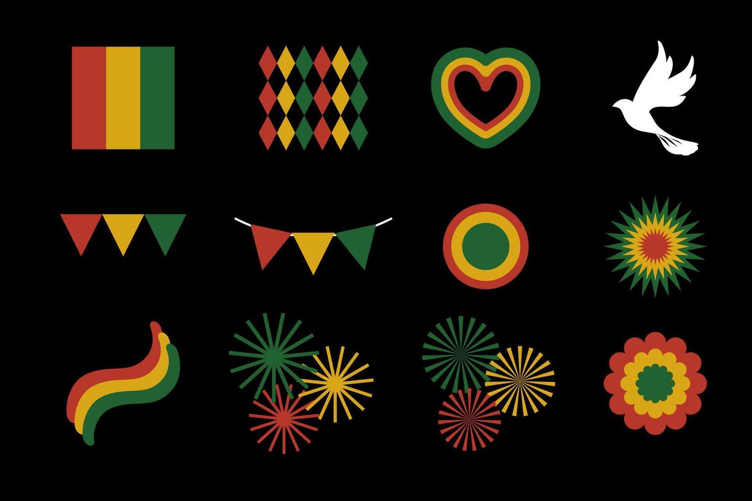 Collection of Juneteenth themed decorative illustrations vector