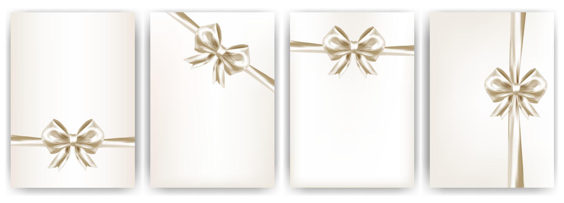 Luxury premium cover design with realistic bow ribbon set. Holiday template for brochures, greeting cards, invitations, flyer design. Elegant premium background with bows set. illustration vector