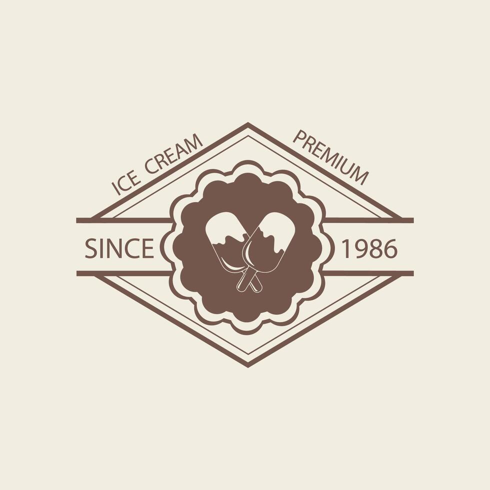 The logo of the ice cream in retro style. Vintage badge, label with the logo of an ice cream shop. Isolated illustration on a transparent background. vector