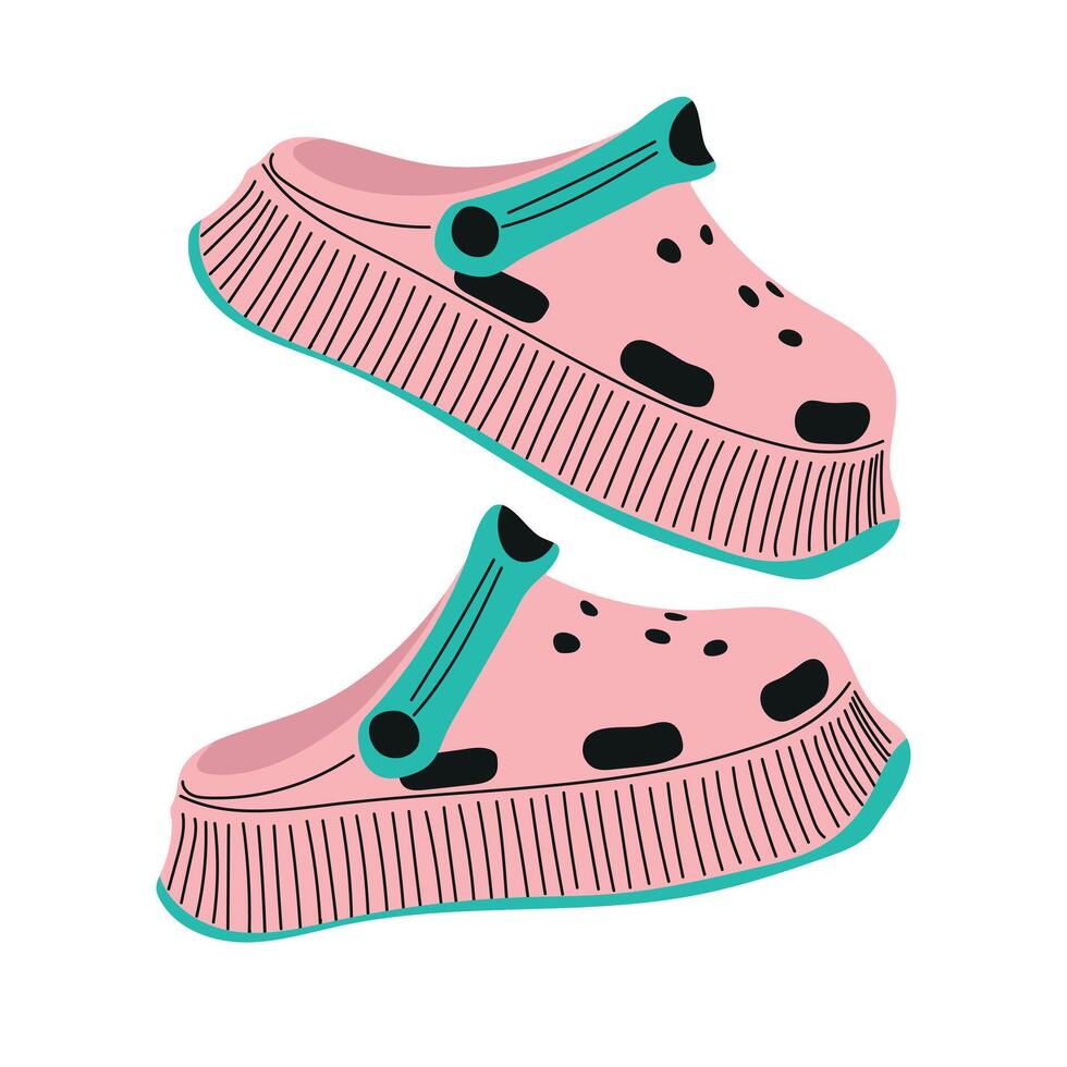 Summer clogs. Trendy summer shoes. Unisex slates. vector