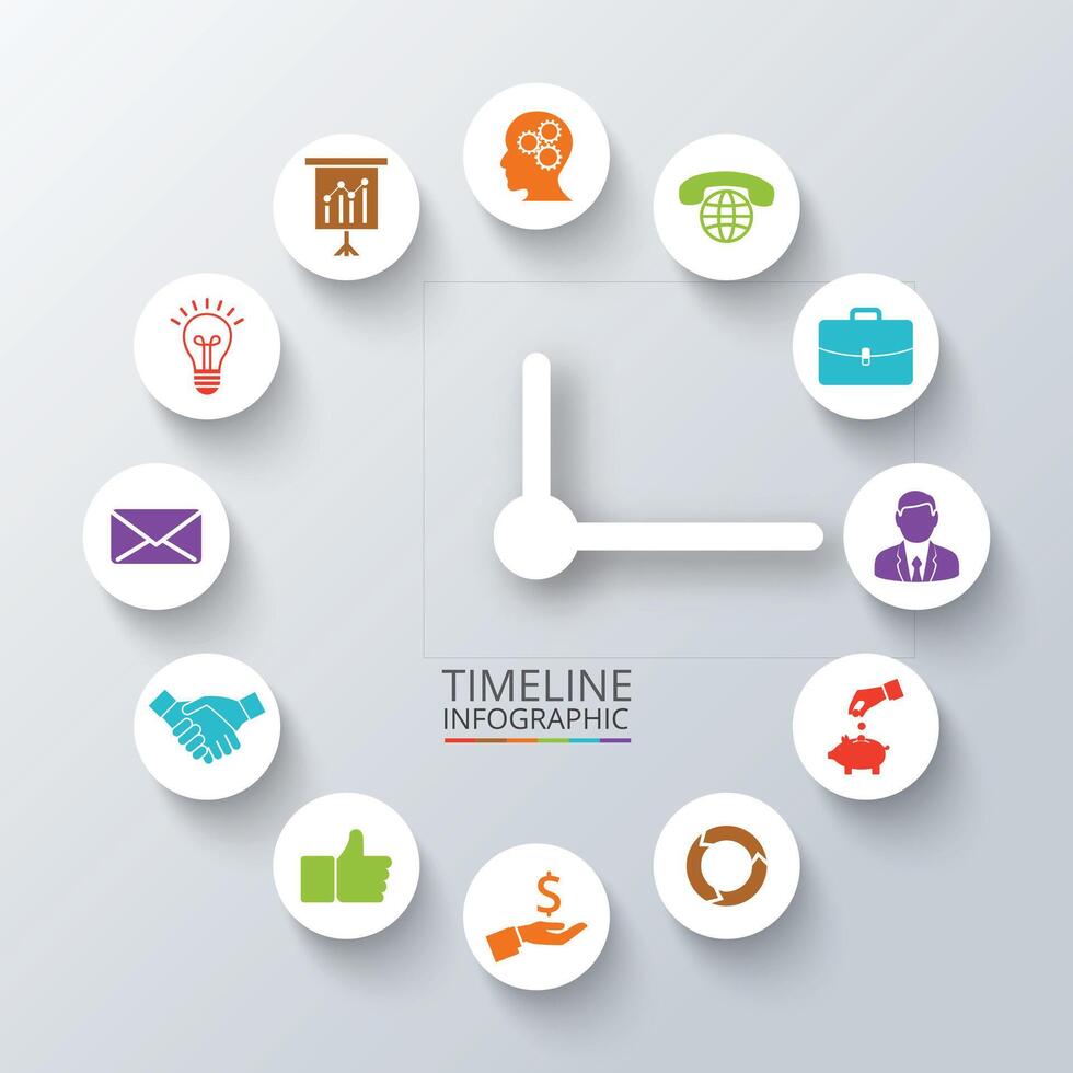 Watch infographic. Template for diagram, graph, presentation and round chart. Business concept with 12 options, parts, steps or processes. vector