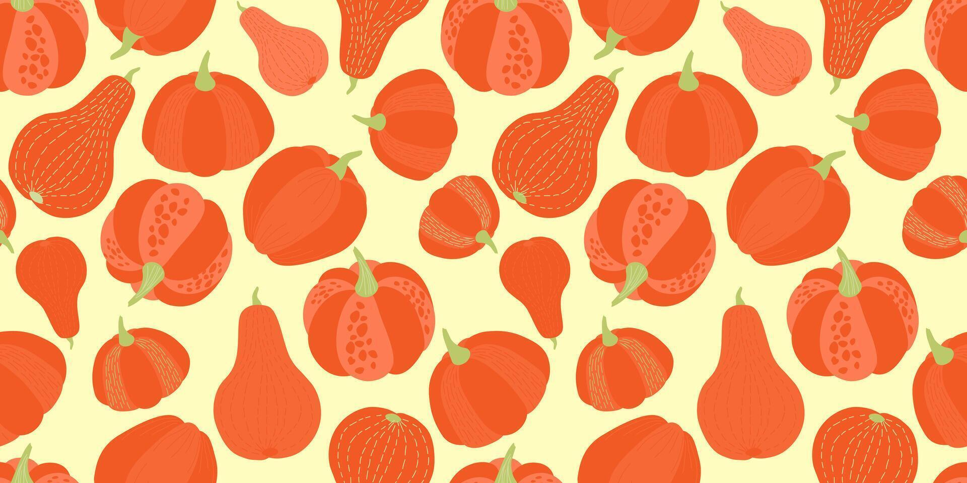 Seamless pattern with abstract pumpkins. vector