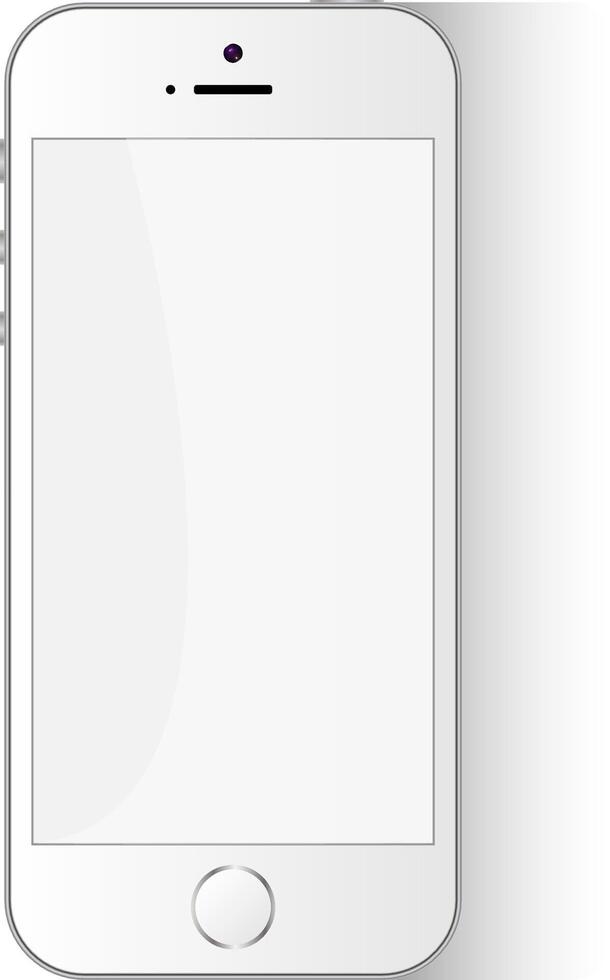 White Flat Phone. Smartphone Design Template. Mobile Device Isolated on Background. Modern Digital Electronic Technology Telephone. Web Mockup of Cellular Gadget Concept with Touch Screen. vector