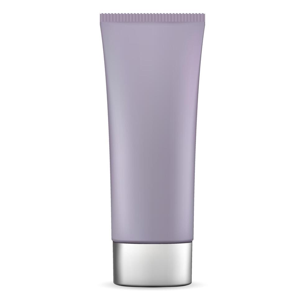 Cosmetic Tube for Cream. Ointment Container. Tooth Paste or Medical Packaging. Blank Lotion Pack. Realistic Flexible Package Mockup. Face Scrub. vector