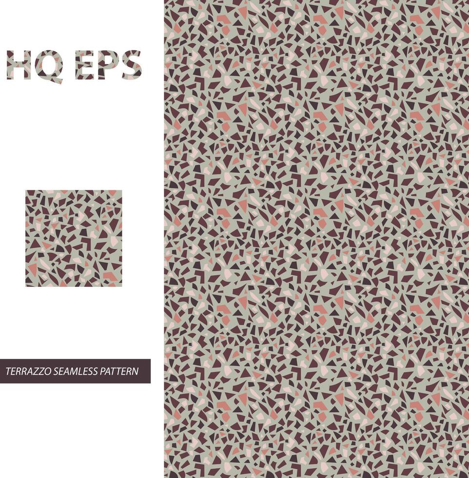 Seamless Terrazzo Pattern. Mars Gramite Shard Print. Italian Irregular Splinter Sample Infinite Grunge Mosaic. Natural Shape Color Material Decoration. Abstract Venetian Textile Print. vector