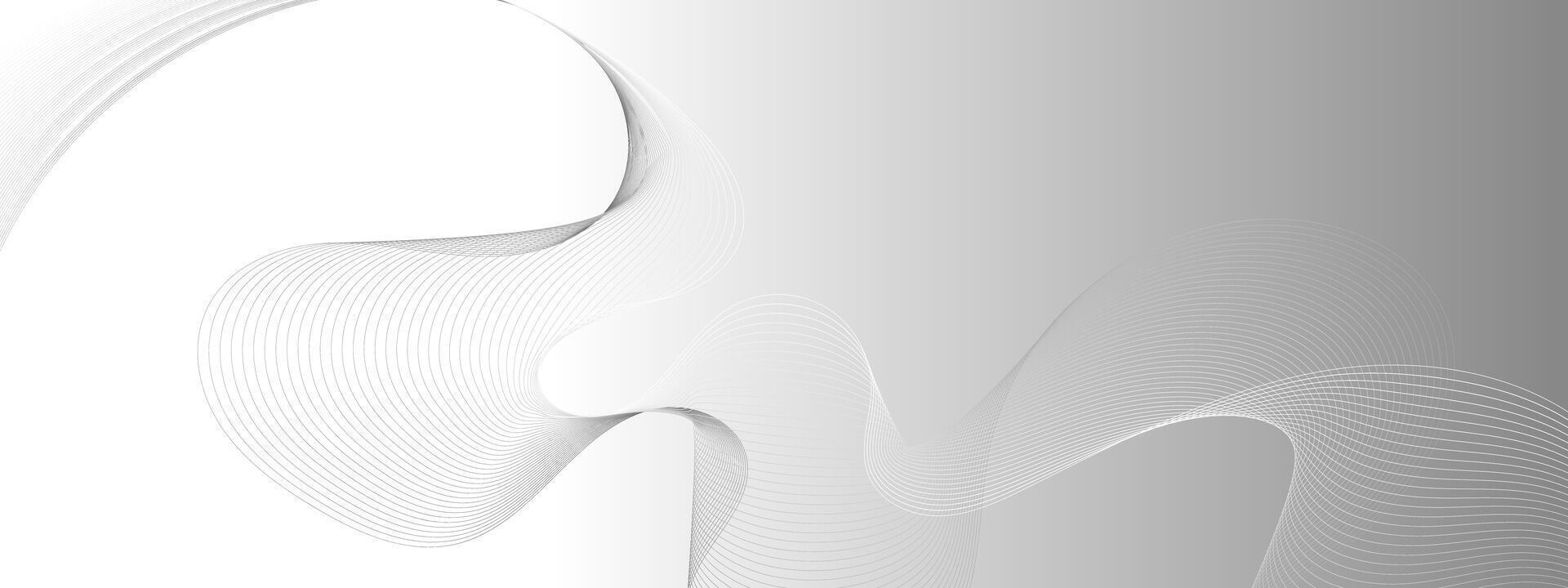 Abstract futuristic background with waves. Gray gradient smooth wave lines Modern wave lines 3d technology concept. illustration of wave lines on gray white background Linear Business Template vector