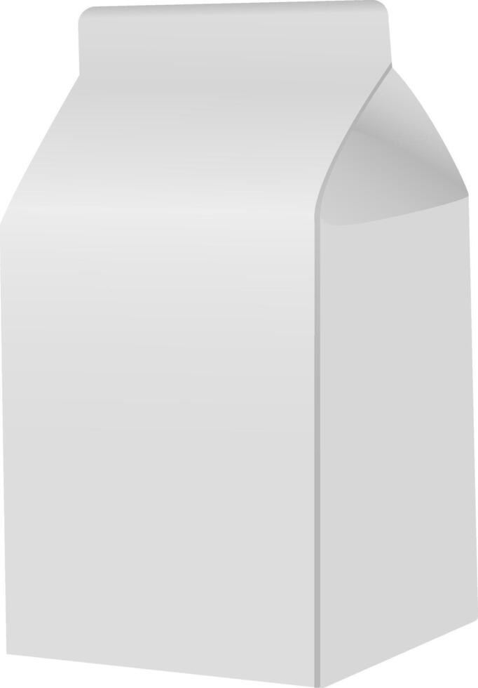 Milk Pack. White Paper Package Template Blank. 3d Fresh Juice Box. Empty Packet Design for Cow Yogurt. Disposable Gable Packaging. Square Bottle for Drink. vector
