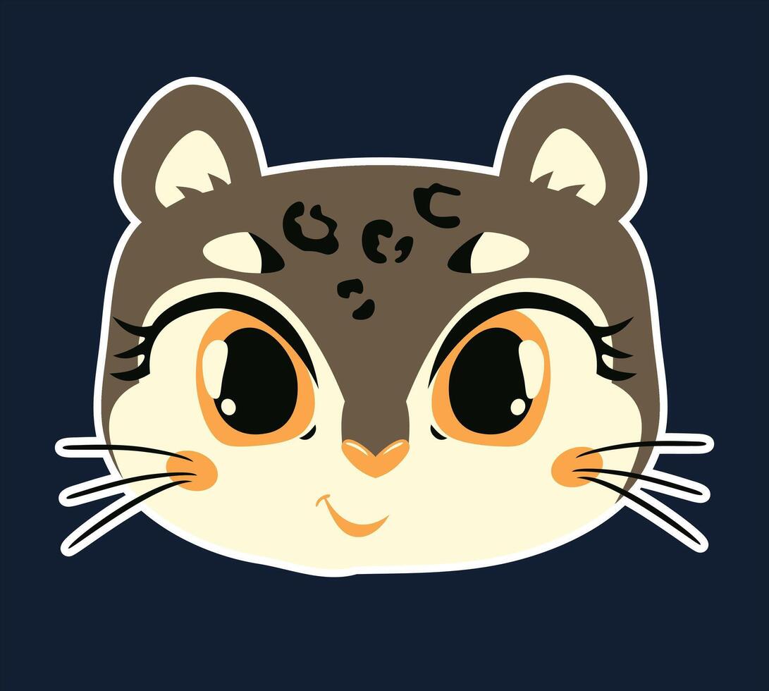 Illustration of feline face in cartoon style. vector