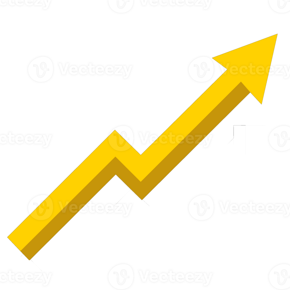 golden upward arrow graph png