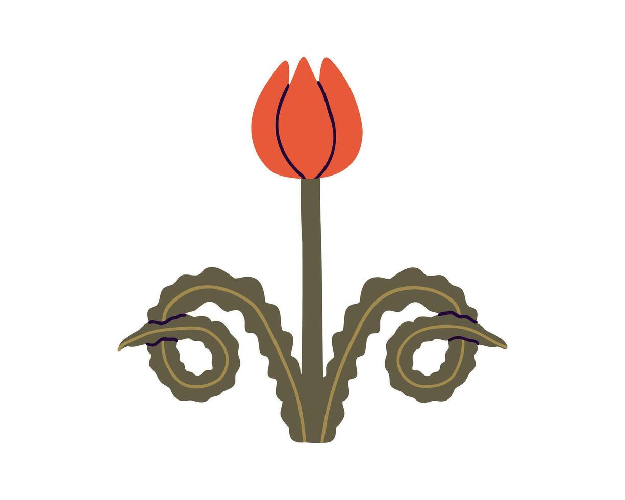 Desert bright flower in flat style. Hand drawn illustration. vector
