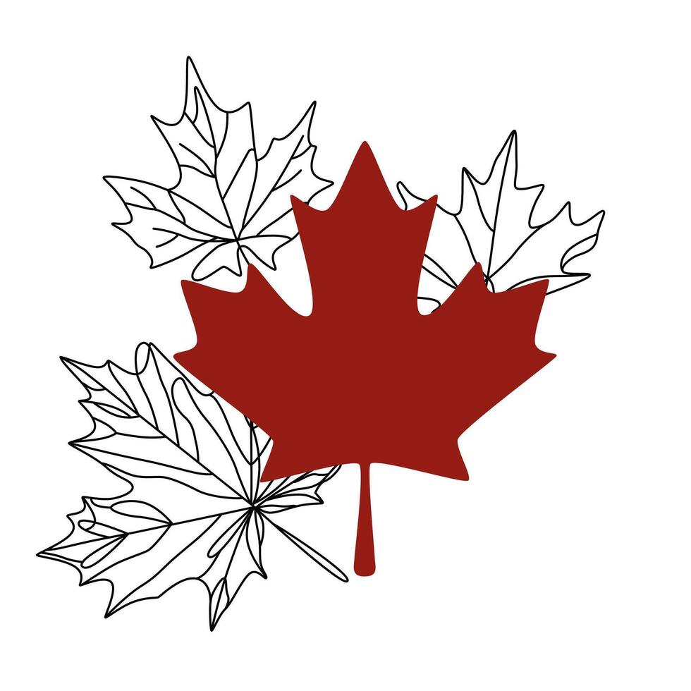 red maple leaf with shadow. Maple leaf icon. Canada symbol. illustration isolated on white background. Elements for the design vector