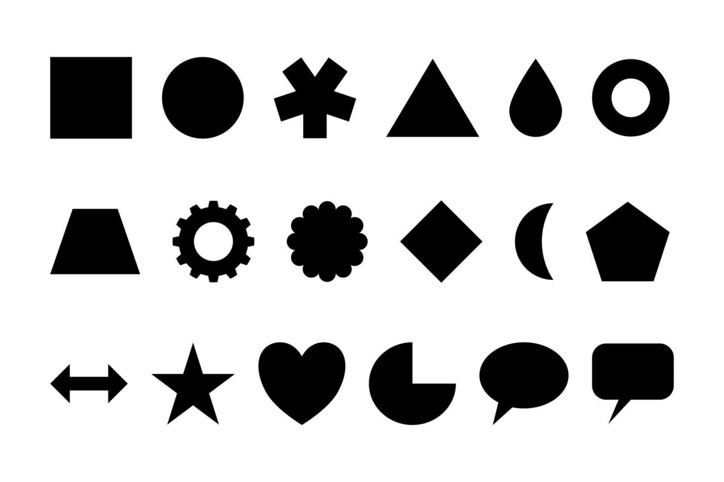 Bundle of various geometric shapes in black vector