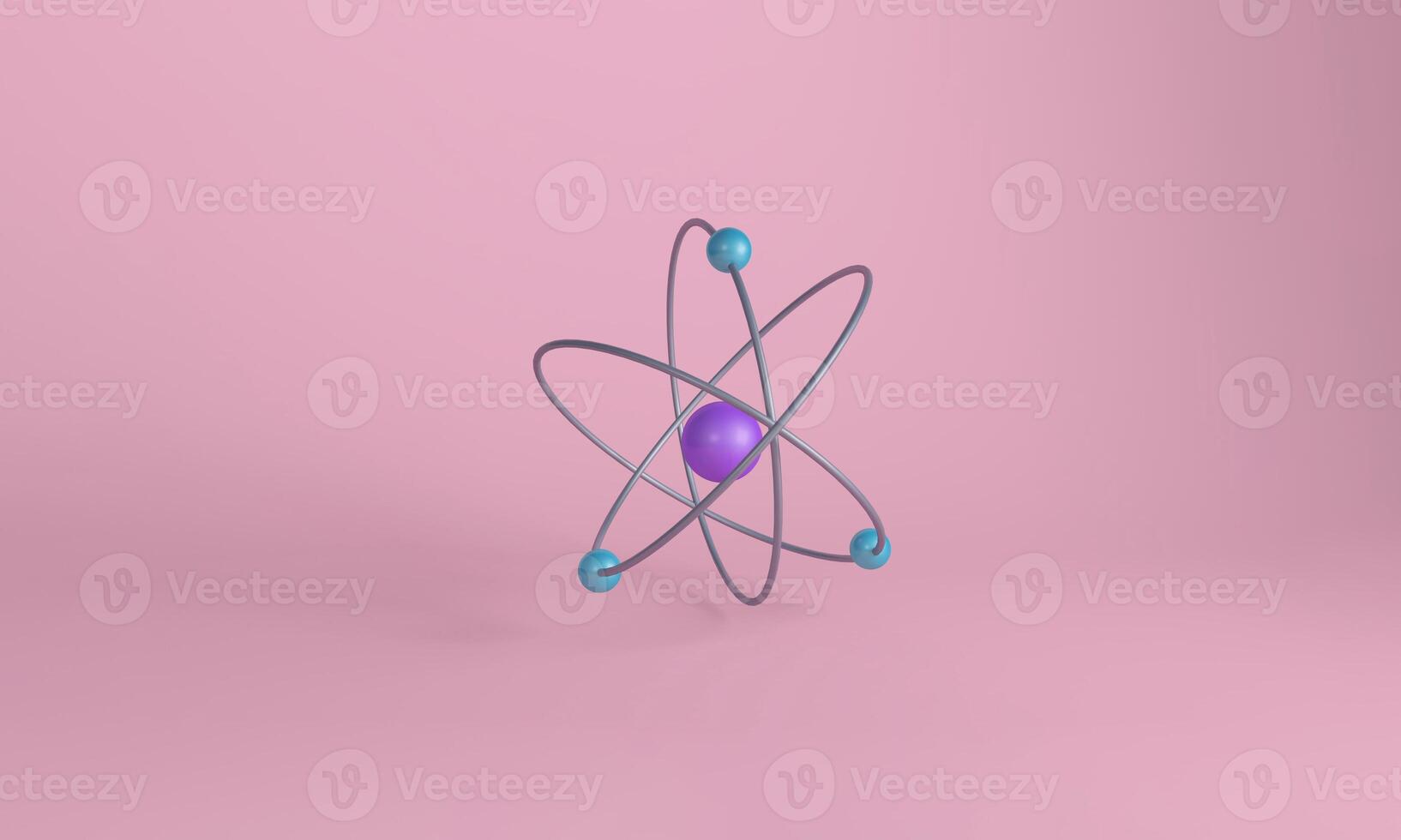 3D Atom Model on Pink Background photo
