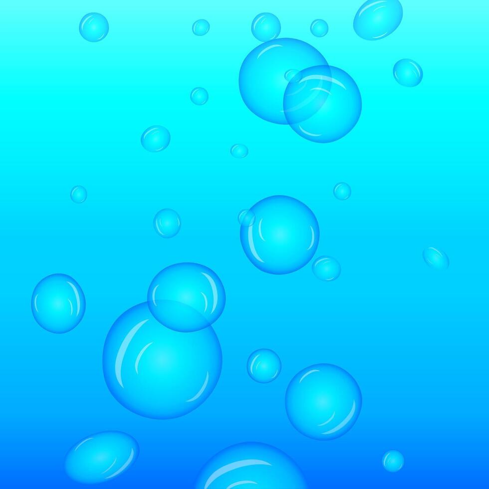 Illustration of blue water bubbles on a gradient background. Ideal for summer themes, aquatic designs, and creative projects. vector