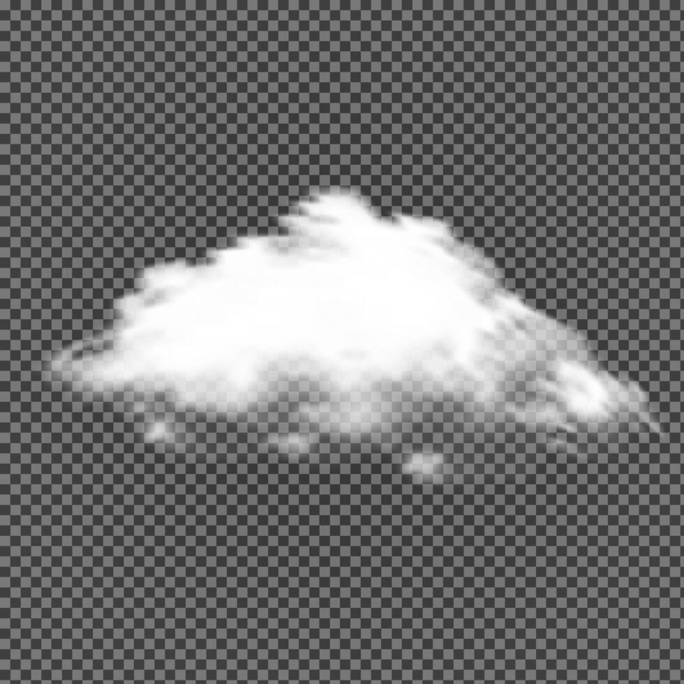 Cloud on Background. Fluffy Smoke. Cloudy Thunder Effect. Cumulus Cloudscape. Atmosphere Condensation. Single Cutout. Cumulonimbus Weather. vector