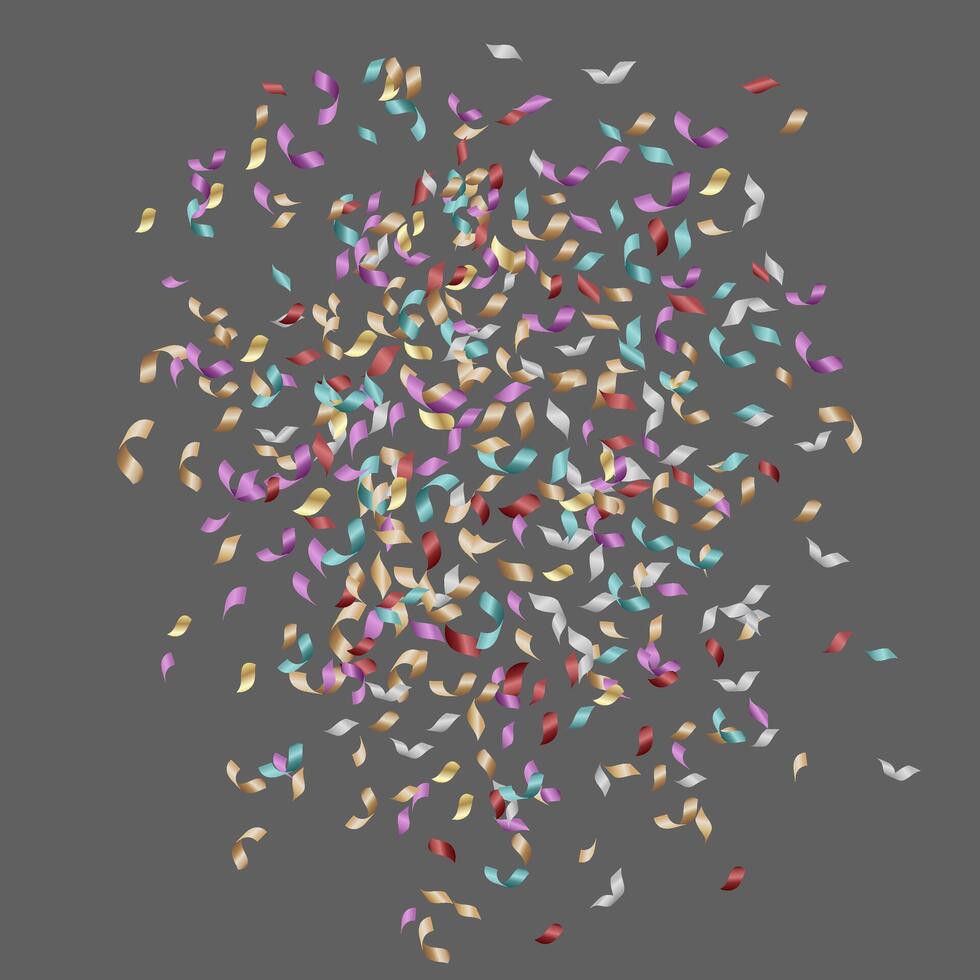 Confetti Decoration. Birthday Event Decoration. Carnival or Festival Holiday Celebrate. Colorful Ribbon. Abstract Bright Object for Fun Surprise, Celebration, Christmas. vector