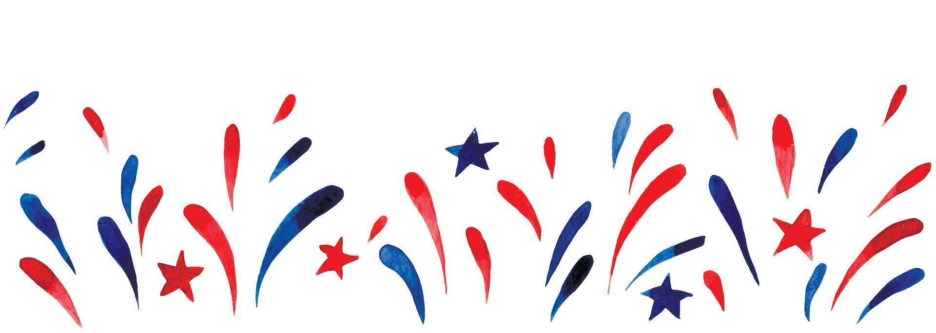 seamless border of fireworks and stars for American Independence Day. vector