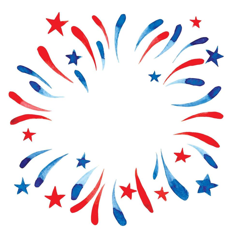 round frame, fireworks for America's Independence Day. vector